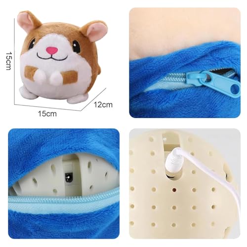 Active Moving Pet Plush Toy, Interactive Dog Toys Pet Bouncing Balls, USB Rechargeable Interactive Washable Cartoon Pig Plush Sound Electronic Dog Toy, Small Cute Squeaky Pig Dog Toy (Hamster) - color: Hamster