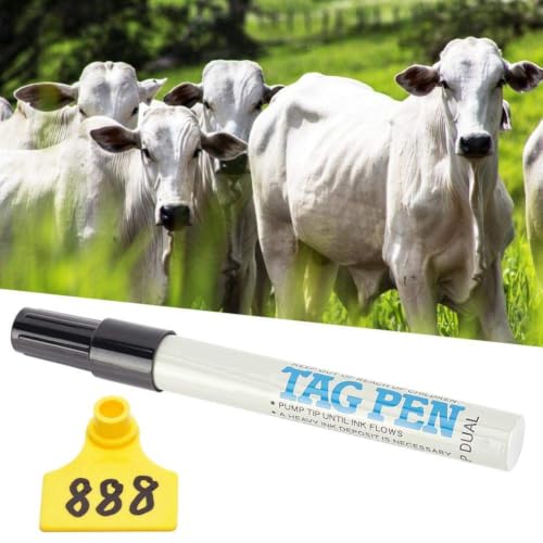 Livestock Ear Tag Marking Pen with Spare Head, Black Ink, Non-Fading for Pig Sheep Cattle Identification