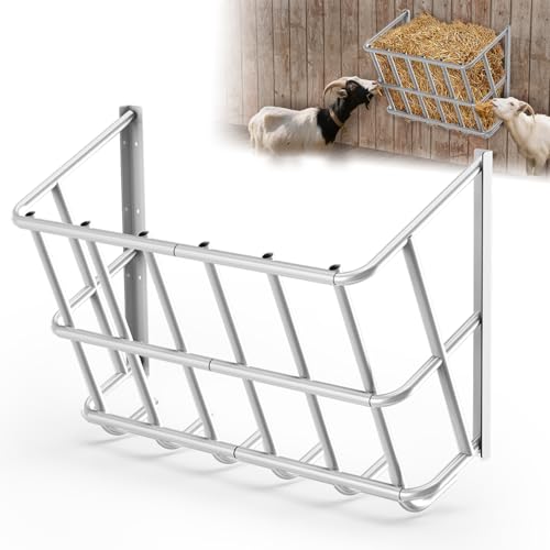 Hay Feeder for Goats,20 Gallons Livestock Feeder,Heavy-Duty Steel Goat Hay Rack,Wall Blanket Holder,Multiple Sided Hay Feeder Holder for Horses,Sheep,Goats,Indoor Outdoor Uses - size: 27INCH