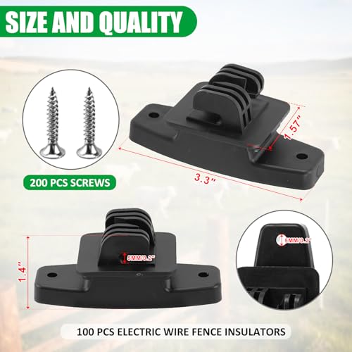 CNQLIS 100 Pcs Electric Fence Insulators for Wooden Post, Black Fence Wood Post Claw Insulators Accessories for Hi-tensile, Heavy Duty Fencing Wire Polywire