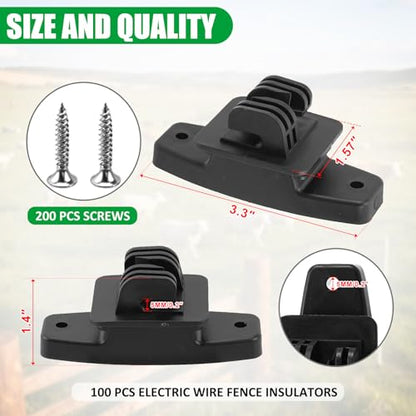 CNQLIS 100 Pcs Electric Fence Insulators for Wooden Post, Black Fence Wood Post Claw Insulators Accessories for Hi-tensile, Heavy Duty Fencing Wire Polywire