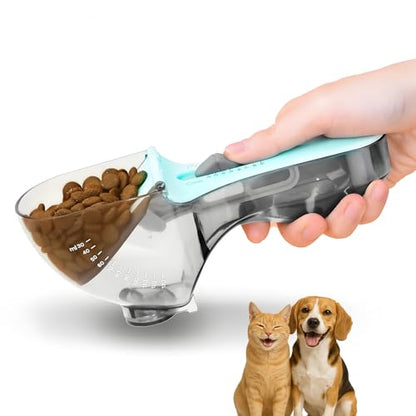 1/2 Cup Cat Dog Food Scoop, Adjustable Pet Food Measuring Cup with Scale, Pet Food Feeding Scoop for Dog, Cat and Rabbit or Bird, Puppy Measuring Cup, Easy Clean and Also Use for Rice, Flour, Soybean