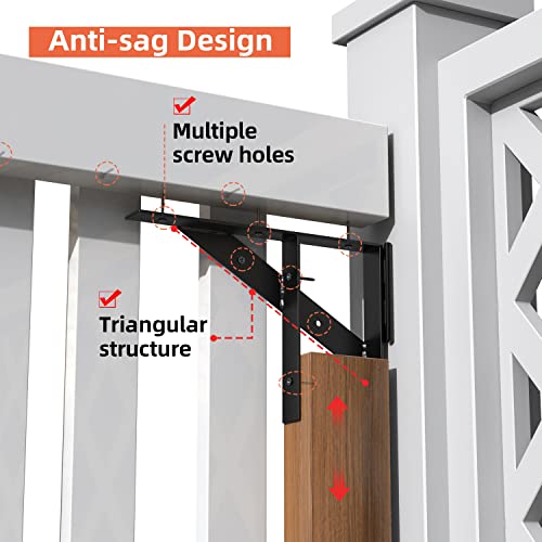 Gate Corner Brace Bracket Gate Kit for Wooden Fence Gate Hinges No Sag Frame Kit for Shed Doors, Driveway Gates, Corral Gates, Wood Windows (Black)