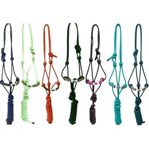 Majestic Ally Padded Beaded Nose Braided Rope Halter with 10' Matching Lead - Full (Lime Green) - color: Lime Green