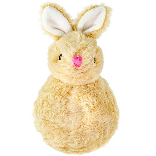 Giftable World 7.5 Inch Plush Pet Toy Bunny with 5 Inch Squeaky Bouncy Ball and Crinkle Ears (7" Tripper Bunny Tan) - color: Tripper Bunny - Tan