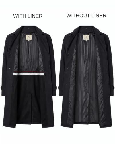 Adam Baker Men's Trench Coat | Single Breasted Full Length All Year-Round Belted Men’s Raincoat - color: Black, size: 36 Short