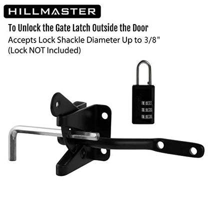 HILLMASTER Upgrade Self-Locking Gate Latch for Wooden Fence Heavy Duty, Automatic Gravity Lever Door Latches with Longer Fasteners & Pull String for Secure Pool, Garden, Black Finish/4.7in - size: 1 Pack