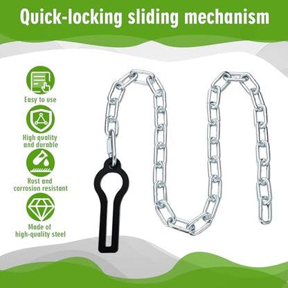 2 Pcs 43 Inch Universal Gate Chain Lock with Quick and Easy Chain Lock for Livestock Gate, Outdoor Fences, Pet Cages, Dog Horse Goat Cow Farm Fences Corral Supplies