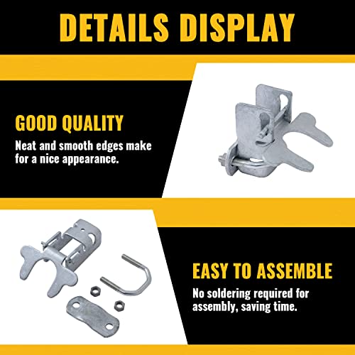 VIVIDA Dog Kennel Gate Latch 1-3/8", Butterfly Gate Latches, 1-3/8" Chain Link Fence Parts, Galvanized Steel, U-Bolt & Nuts Included, 1 PCS - size: 1-3/8" (1 PCS)
