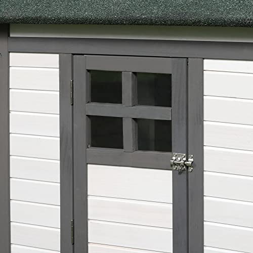 PawHut 77" Wooden Chicken Coop with Nesting Box, Cute Outdoor Hen House with Removable Tray, Ramp Run, for Garden Backyard, Gray - color: Gray