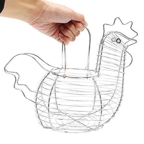 Chicken-Shaped Egg Basket Metal Chicken Shaped Wire Egg Storage Basket Holder Rack - Store 24 Eggs for Home Kicthen