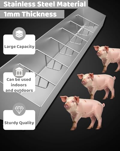 Metal Pig Feeder 5 8 10 Hole, Heavy Duty Hog Feeders Trough for Farm Livestock, No Waste Baby Pigs Feeding Pan, Cattle Pig Bowl Easy Installation(10 Card Slots) - size: 10 Card Slots