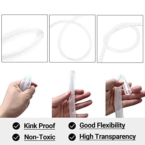 Clear Vinyl Tubing 1/2" ID × 5/8" OD -10 Ft 60PSI,Flexible Plastic Tubing,BPA Free Non-Toxic, Multipurpose Hybrid Clear Reinforced Tube with 2 Screw Clamps - size: 1/2'', style: 10 feet