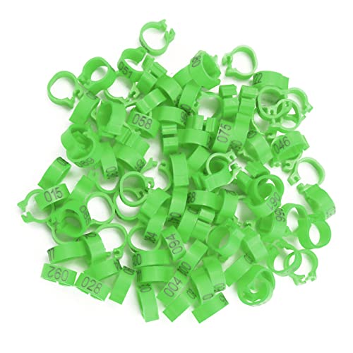 100PCS 8MM 001-100 Numbered Plastic Letter Pigeon Bird Leg Bands Rings, Bird Chicks Parrot Clip Rings Band (Green) - color: Green
