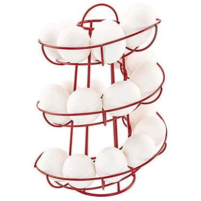 Steel Egg Skelter Dispenser Rack,Spiral Egg Holder, Save space, Egg Display Holder, Wire Chicken Egg Storage Organizer,Egg Basket for Countertop Kitchen (Red) - color: Red
