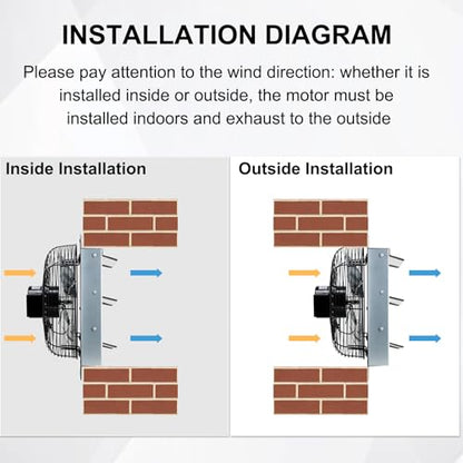 Cracubit Criditpid 7 Inch Shutter Exhaust Fan, Garage Exhaust, Wall Exhaust Fan with Adjustable Thermostat Switch for Gable, Shed, Garage, Basement, Greenhouse, Kitchen, Attic - color: Silver Shutter Exhaust Fan