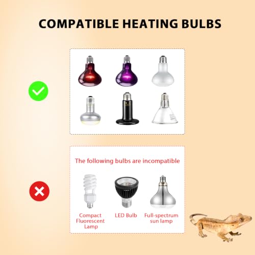 REPTITRIP 8.5" Reptile Heat Lamp Fixture with PID Dimming Thermostat, Independent Day Night Temperature Control, MAX 150W (Bulb Not Included) - size: 8.5 INCH