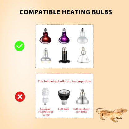 REPTITRIP 8.5" Reptile Heat Lamp Fixture with PID Dimming Thermostat, Independent Day Night Temperature Control, MAX 150W (Bulb Not Included) - size: 8.5 INCH