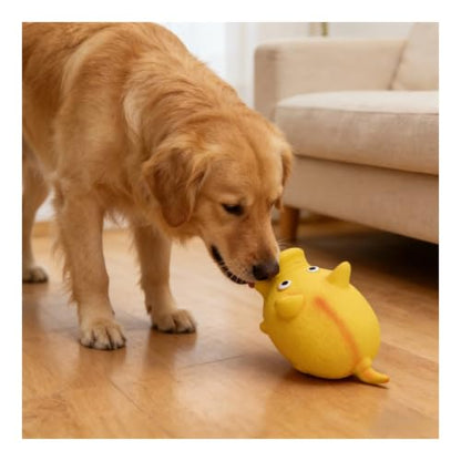 Squeaky Latex Round Pig Dog Toy - Durable Chew-Resistant Interactive Toy for Stress Relief and Training(Yellow) - color: Yellow