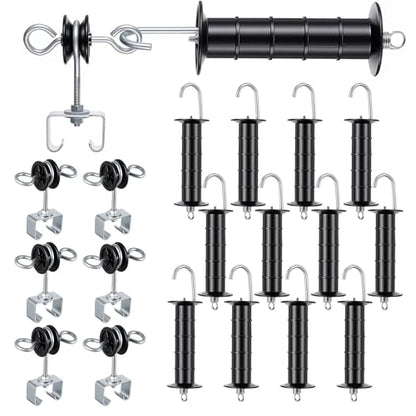 Electric Fence Gate Handle Kit T Post Insulator Spring Gate Handle Set for Horse Cattle Farm Fencing Easy Install Shock Protection(18 Pcs)
