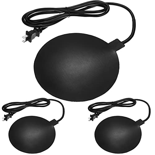 3 PCS Poultry Water Heater Base, 57W Heated Chicken Waterer, Anti Scald 7.5" Black Silicone Chicken Water Heater Pad for Winter with Plug 6.5 Feet Wire