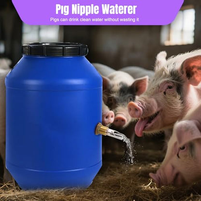 2PCS Pig Waterer Pig Water Nipple for Barrel Kit Automatic Pig Drinker Drinking System Stainless Steel Hog Water Feeder with Brass Water Tank Connectors Kit for Pig (Copper, 2 BS Pig Waterer) - size: 2 BS Pig Waterer