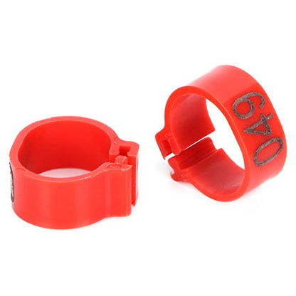 100 Piece Numbered Bird Leg Rings, 001 to 100 Plastic Poultry Identification Bands, Clip on Leg Rings for Chickens, Ducks and Geese(12mm) - size: 12mm