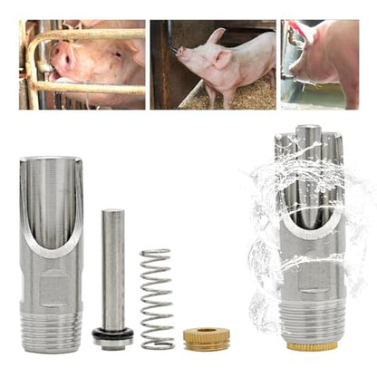 20 Pieces Pig Nipple Waterer 1/2 Inch Stainless Steel Automatic Pig Nipple Water Feeder for Pigs Hog Nipple Drinker Pig Water Nipple for Barrel Hog Nipples for Pigs Hogs Sows