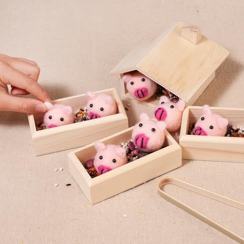 Sorting Stacking Wooden Toys for Toddlers, Montessori Pig Toy Toddler Sensory Bin Tool Toys, Wood Farm Toy House Fine Motor Skill Early Learning Preschool Educational Gift for Kids - style: Pig Toys