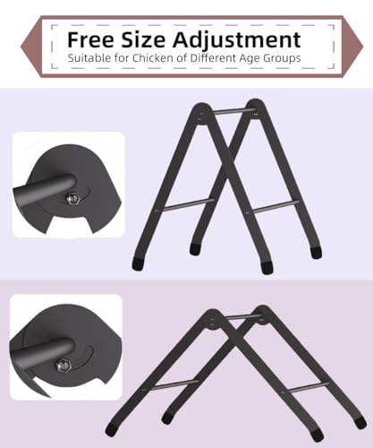 Chicken Roosting Perch, Adjustable Chicken Perch for Coop, Training Chicken Roosting Perches with Metal Stand, Chicken Toys Suitable for Chick, Hens and Parrots, Black