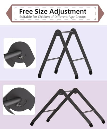 Chicken Roosting Perch, Adjustable Chicken Perch for Coop, Training Chicken Roosting Perches with Metal Stand, Chicken Toys Suitable for Chick, Hens and Parrots, Black