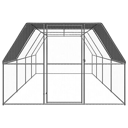 Outdoor Chicken Coop and Rabbit Hutch 9.8x26.2x6.6ft Galvanized Steel Cage with Lockable Door PE Roof for Ducks Hens Small Animals Aviary Enclosure - size: 9.8' x 26.2' x 6.6' (W x D x H)
