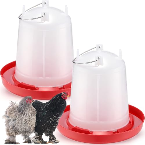 Pickmesh 2 Pcs 2 Gallon Plastic Poultry Drinker Poultry Waterer Automatic Chicken Water Feeder Fed Water Container Jar for Duck Baby Chicks Rabbit Turkeys Outdoor Farm