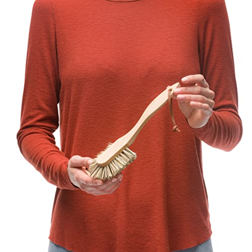 Redecker Dish Brush, Union Fiber, Curved Handle – Wrap-Around Heavy Duty Scrub Brush, Made in Germany - size: Single Unit, 10-1/2-Inches
