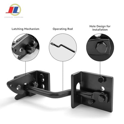 Heavy Duty Gravity Gate Latch, Self-Locking Black Gate Latch for Metal Gates & Wooden Fences, Adjustable Automatic Outdoor Gate Lock Hardware for Driveway, Farm, Garden & Yard - size: Heavy Gravity