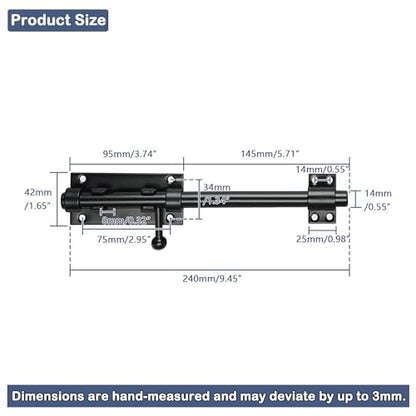 Alise Slide Lock SUS304 Stainless Steel Gate Latch, Slide Bolt Latch,Thickened Heavy Door Latch Lock,10 Inch Black Barrel Bolt Latch, Security Slide Latch Lock - color: Black, size: 10 Inch (Regular)
