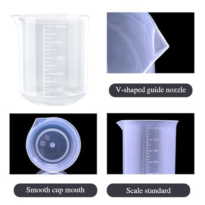 500ML Reusable Plastic Measuring Cup, Beaker Tip and Pour Measuring Containers for Kitchen Cooking Medicine Measure Tool - size: 500ml 1pcs