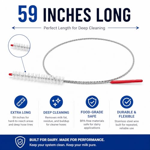 Premium Food-Grade Milk Hose, Clear, BPA Free, Flexible Tubing with 59-Inch Cleaning Brush for Dairy Applications (5/8" Hose + Brush) - size: 5/8" Hose + Brush
