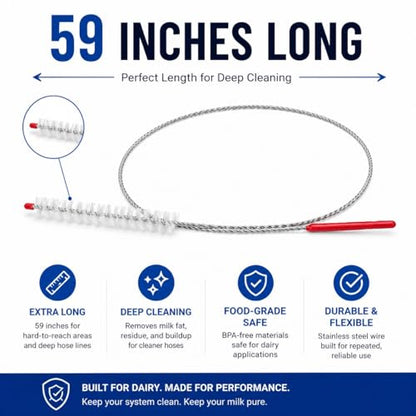 Premium Food-Grade Milk Hose, Clear, BPA Free, Flexible Tubing with 59-Inch Cleaning Brush for Dairy Applications (1/2" Hose + Brush) - size: 1/2" Hose + Brush