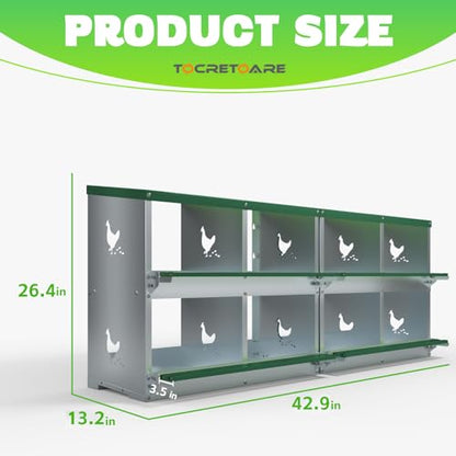 TOCRETOARE Chicken Nesting Boxes, 8 Hole Nesting Box for Laying Eggs, Heavy Duty Metal Nest Boxes for Chicken and Poultry to Collect Eggs, Chicken Laying Boxes Hens Chicken Coop Box - size: 8 Hole