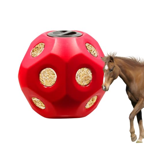 Hay Feeder, Horse Treat Ball, Hay Feeder for Horses, Horse Ball, Hay Ball Feeder for Horses, Horse Feeders for Stalls, Red - color: Red