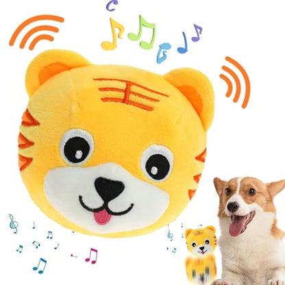 Active Moving Pet Plush Toy, Interactive Dog Toys Pet Bouncing Balls, USB Rechargeable Interactive Washable Cartoon Pig Plush Sound Electronic Dog Toy, Small Cute Squeaky Pig Dog Toy (Tiger) - color: Tiger
