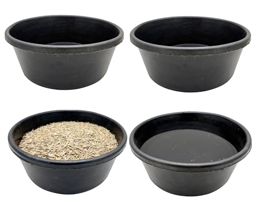 4 Quart Rubber Feed Pan Horse Goat Feeder Bowl Bucket Water Container for Chicken Livestock Poultry 1 Gallon 4PCS - color: Black-4PCS, size: 4PCS
