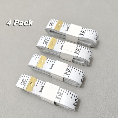 4 Pack 120-inch/300cm Soft Measuring Tape, Double Scale Fabric Craft Tape Measure for Sewing Flexible Vinyl Ruler & Body Measuring Tape for Weight Loss (White) - color: White