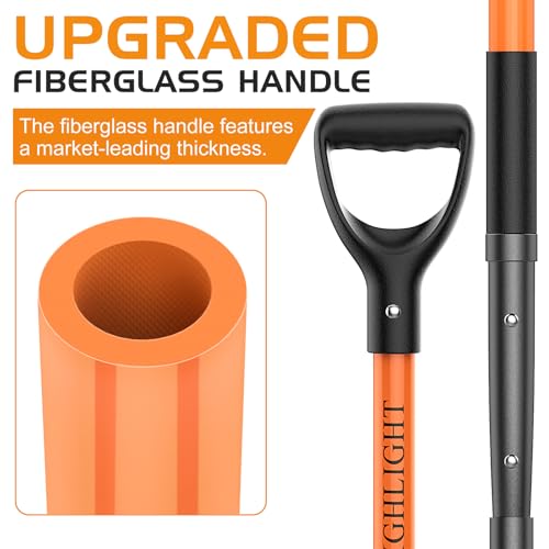 HIGHLIGHT 10-Tine Wide Head Pitch Fork for Manure & Hay, Heavy Duty with Unbreakable Fiberglass Handle, 45-Inch Ergonomic Grip