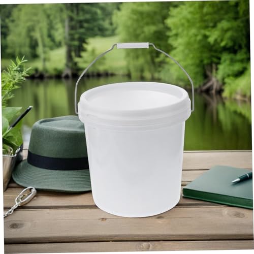 IMIKEYA Food Grade Plastic Storage Bucket with Lid Airtight Multipurpose Container for Pet Food Livestock Feed Charcoal Thick Plastic Pail with Hand Grip and Side Handles for Easy Carrying