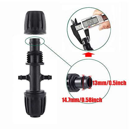 Barbed Tee 1/2 Inch to 1/4 Inch Irrigation Tube Fittings for (1/2'' ID x 0.60''-0.63'' OD) 16mm Drip Tubing Anti-Drop Barbed Connectors,4-Way-10 Pcs - size: 10 Pcs Barbed Tee Four-way