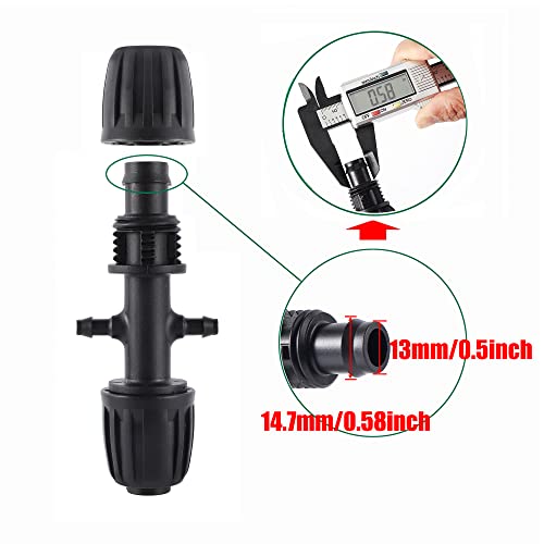 Barbed Tee 1/2 Inch to 1/4 Inch Irrigation Tube Fittings for (1/2'' ID x 0.60''-0.63'' OD) 16mm Drip Tubing Anti-Drop Barbed Connectors,4-Way-20 Pcs - size: 20 Pcs Barbed Tee 4-way