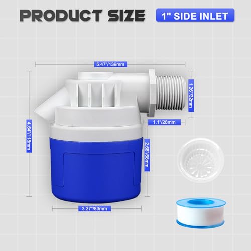 1" Side Inlet Water Float Valve, 1 Inch Big Flow Automatic Water Level Control Float Valve for Water Tank, Water Troughs, Pond, Pool, Livestock, Aquariums (1" Side Inlet) - color: 1" Side Inlet