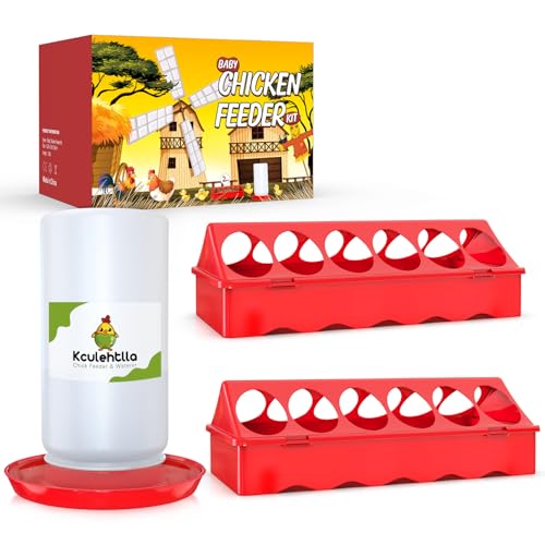Chick Feeder and Waterer Kit, Chick Feeder Trough and 0.3 Gallon Chick Waterer, No Waste Baby Chick Starter Kit for Chicks, Ducks, and Quail - color: Set